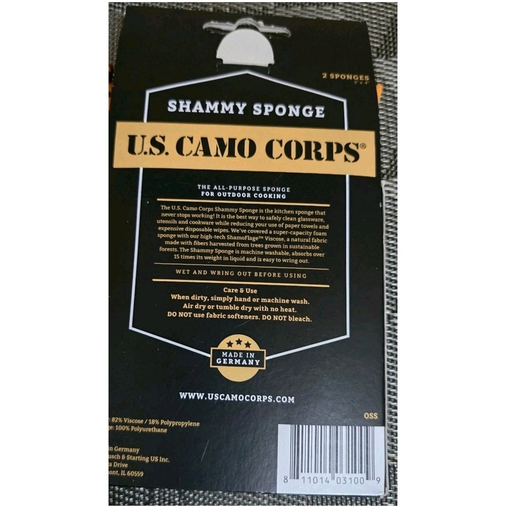 US Camo Corps Shammy Sponge (2 Sponges included) for Kitchen or Camping - Picture 2 of 2